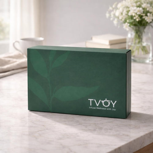 Tvoy- Assorted Tea Infusion Gift Set 6 Unique Flavors and Reusable Tea Stainer, Loose Leaf Tea Set Flavors Include, Mint Green Tea