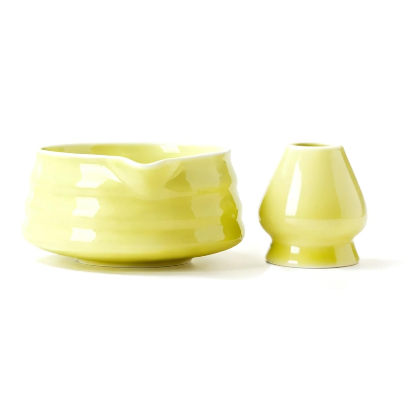 Matcha Bowl with Pour Spout & Whisk Holder, Traditional Japanese Ceramic Chawan Tea Set, Thick Non-Slip Matcha Mixing Bowl for Whisking & Pouring