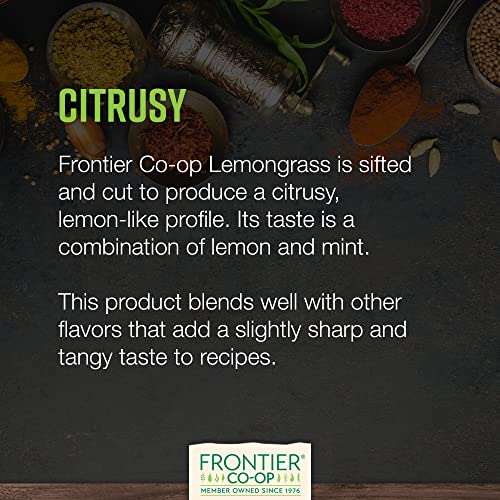 Frontier Co-op Organic Dried Lemongrass, Cut and Sifted, Bulk Bag - 100% Pure, Natural Lemon Grass for Tea, Seasoning | 16 Ounce (Pack of 1)
