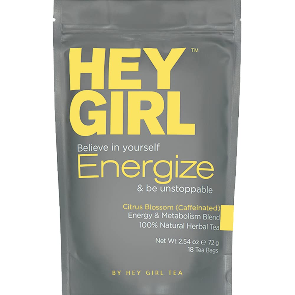 Hey Girl Tea Hey Girl Energize Tea - Herbal Energy Tea Blend with Yerba Mate, Oolong, Ginger, & Green Tea - Morning Boost