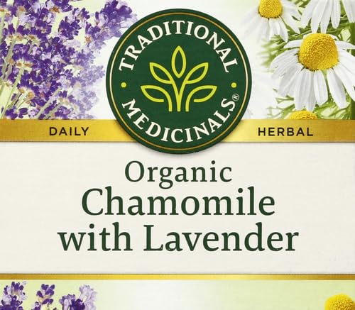 Traditional Medicinals Organic Chamomile with Lavender Herbal Tea (Pack of 1), Calms the Nervous System, 16 Tea Bags
