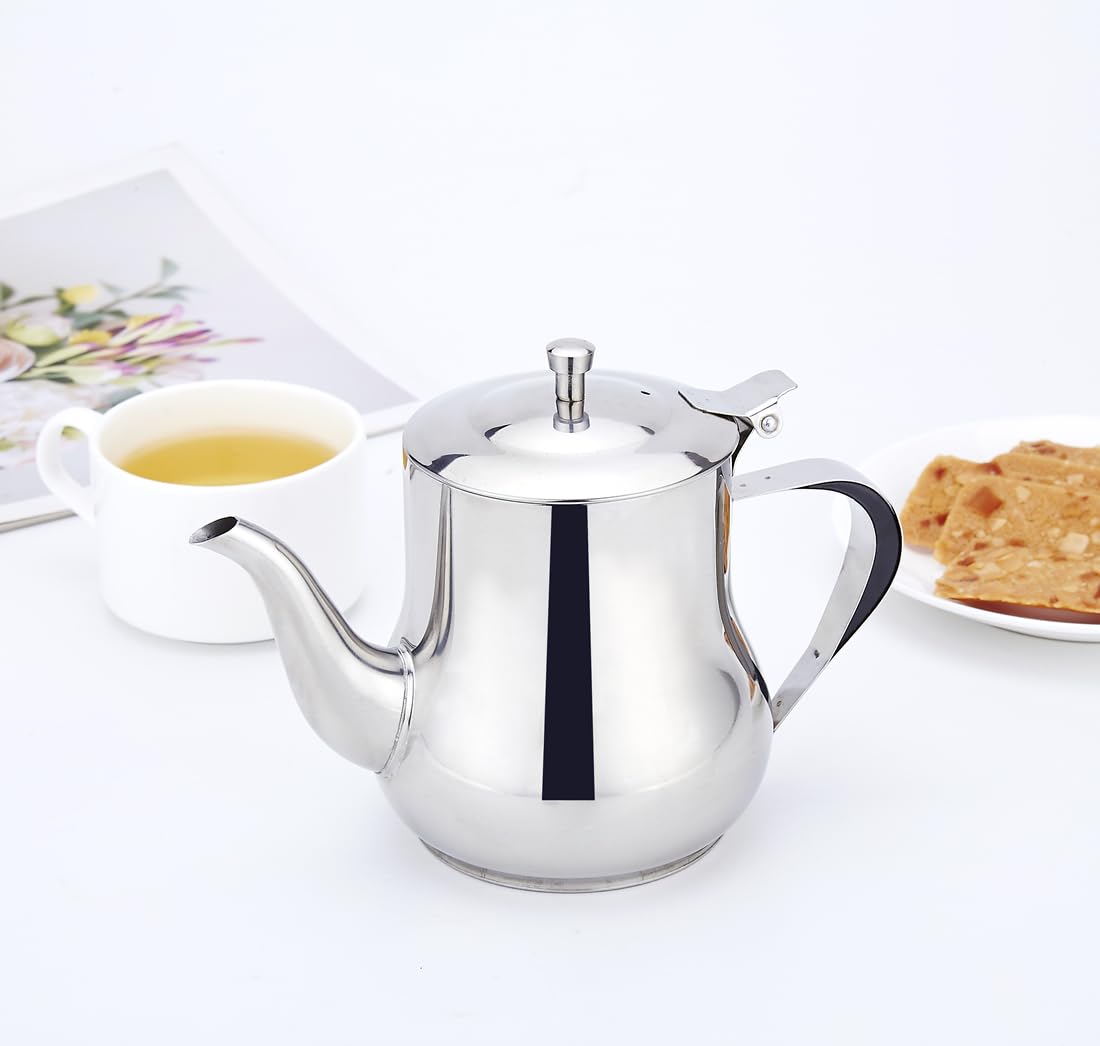 SANQIAHOME Small 570ml (20 oz) Stainless Steel Teapot, Mirror Polish