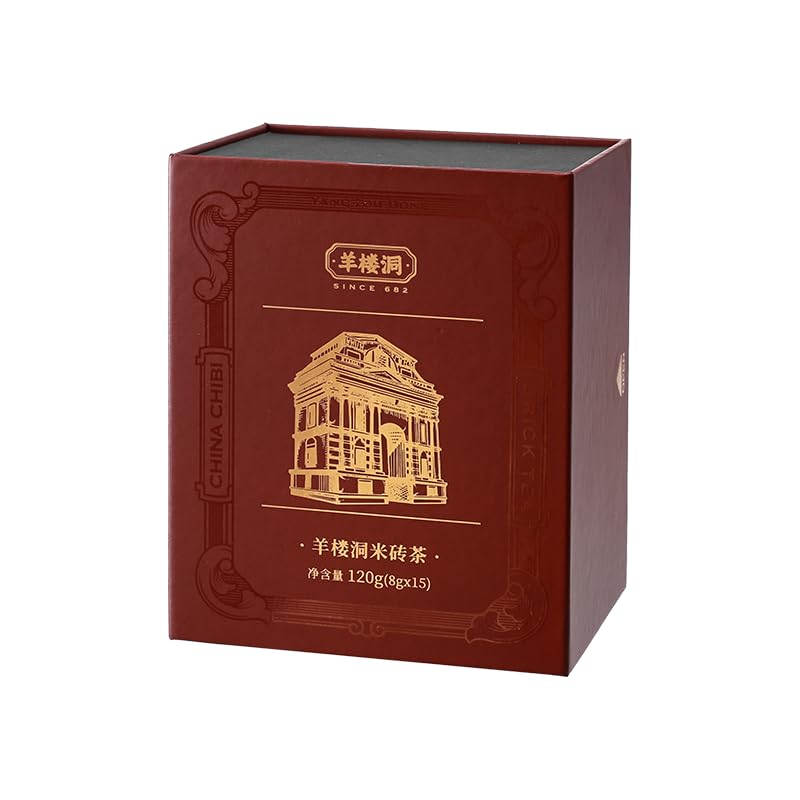 Yangloudong Mi Brick Black Tea - 4.2oz Organic Compressed Chinese Tea with 15 Individually Packed Full-Leaf Teabags for Breakfast & Afternoon