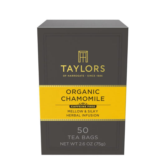 Taylors of Harrogate Organic Chamomile, Herbal Tea, Pillow Bags, 50 Count (Pack of 1), Mellow, Silky & Soft, Caffeine-Fr