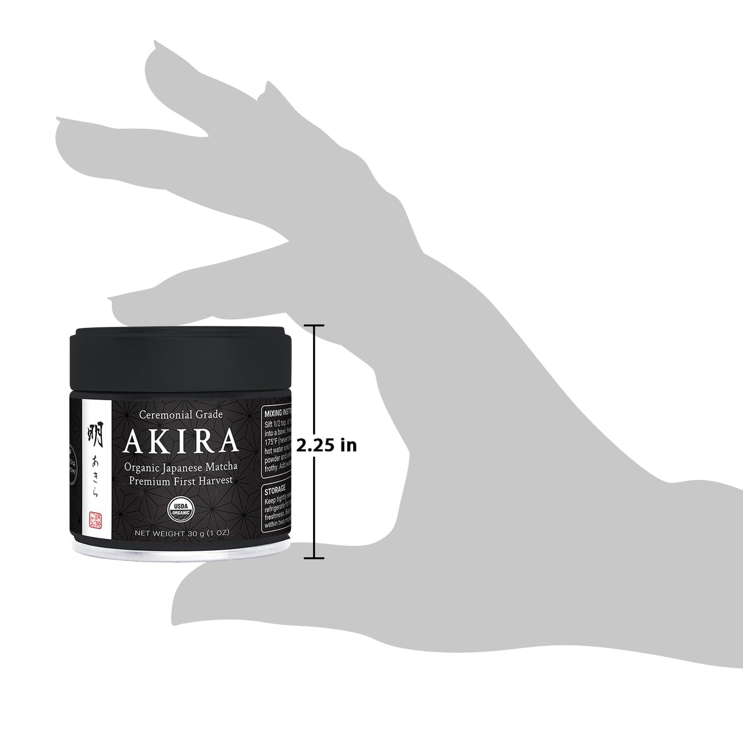 Akira Matcha 30g (1 oz) - Organic Premium Ceremonial Japanese Matcha | First Harvest Matcha Green Tea Powder - Zero Sugar - USDA and JAS Certified
