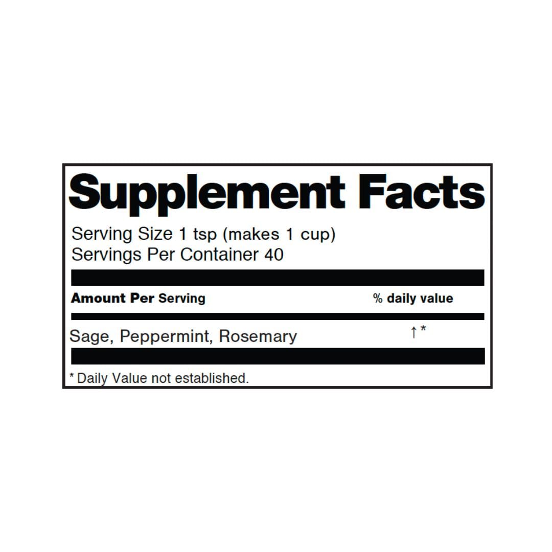 FOCUS Tea | ORGANIC Loose Herbal Tea for Concentration &amp; Alertness | Sage, Peppermint, Rosemary | 100% Organic, Caffeine Free, Natural, Earthy Flavor | 30G (1.1OZ)