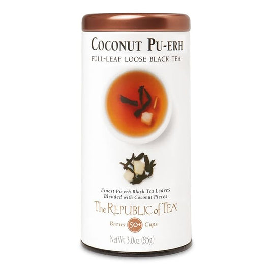 The Republic of Tea Black Full-Leaf Loose Tea (Coconut Pu-Erh Black, 3 oz)