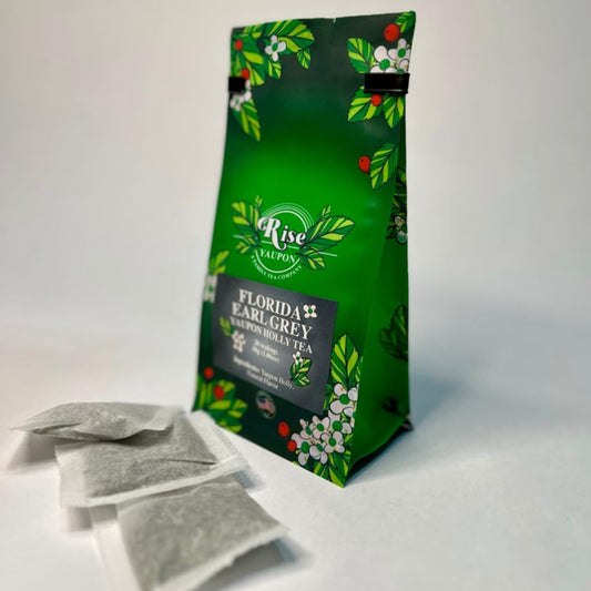 Florida Earl Grey Yaupon Holly Tea; 20 Teabags, 1.06oz, Naturally Caffeinated, Florida-grown Yaupon Holly with Bergamot