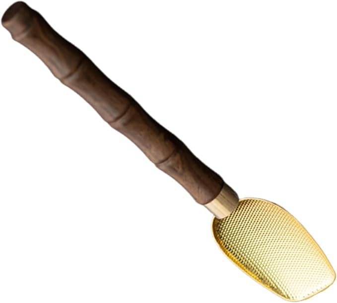 Matcha Scoop,Chashaku Traditional,Easy to Clean,Crafting Handmade Matcha Ceremony Chinese Tea Spoon for Living Room Tabletop, Gold