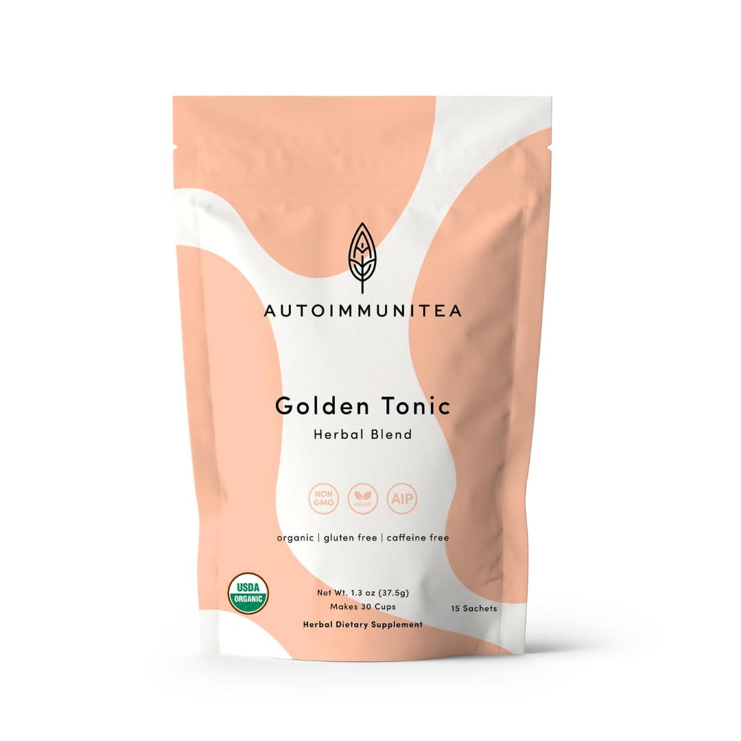 Organic Turmeric Ginger Loose Leaf Tea Bags – Immunity Tea, Wellness Tea, Caffeine Free, AIP Autoimmune Protocol, Whole30 Paleo, Ayurvedic Rooibos Golden Tonic Herbal Blend, 15 Count