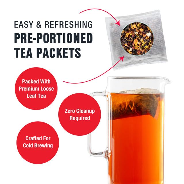Tiesta Tea - Cherry Punch Cold Brew, Loose Leaf, Sweet Cherry Herbal Tea | Premium Iced, Non-Caffeinated Cold Brew Packets, Makes 64 oz of Pitcher Per Bag (Pack of 10)