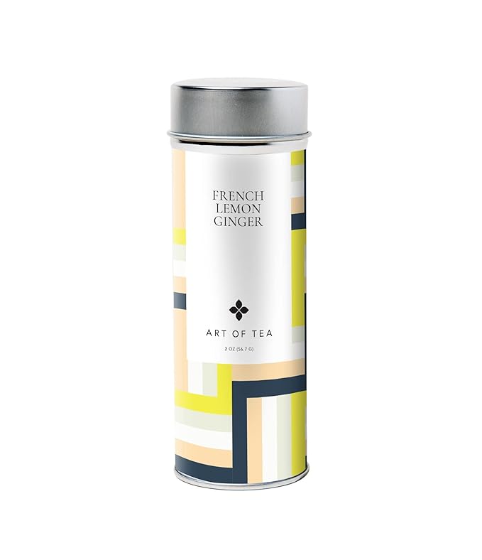 Art of Tea, Organic French Lemon Ginger 1.5oz Herbal Tea, Artisan Loose Leaf Tea Tin