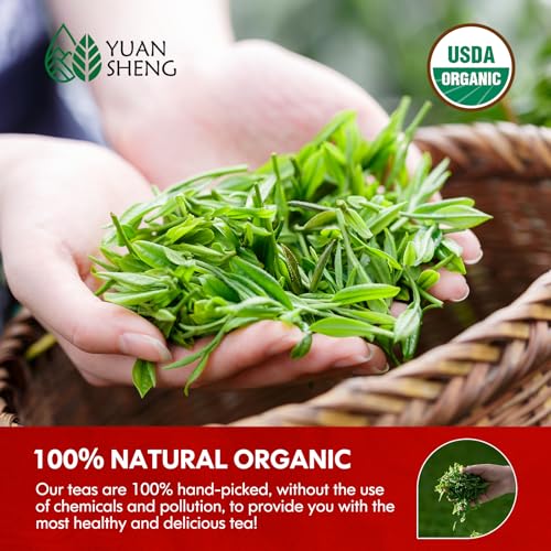 YUANSHENG Pu erh Tea Organic Loose Leaf, Chinese Yunnan Aged Fermented tea, Rich Antioxidants, USDA Organic Ripe Puerh tea, Deep Earthy Flavor, Digestive Health & Wellness tea, 4.23 Oz