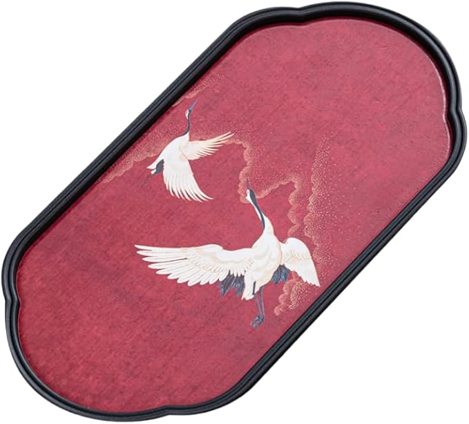 Elegant Absorbent Tea Tray – Vintage Handcrafted Gongfu Tea Table with Crane & Nature-Inspired Patterns, Tea Serving Tray