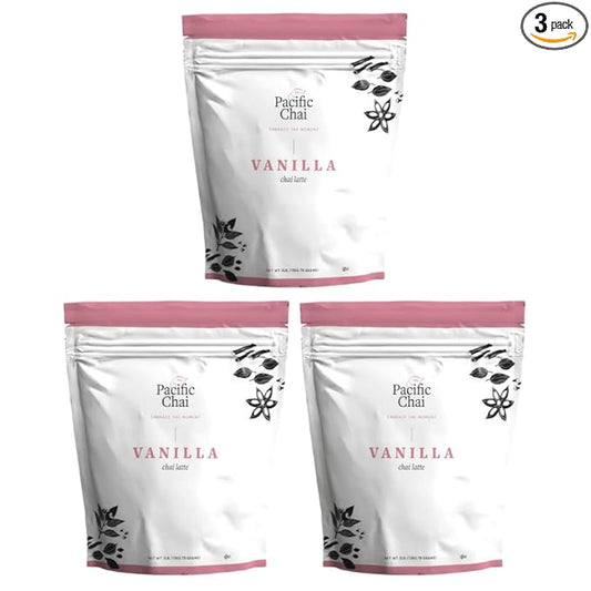 Pacific Chai Instant Powdered Chai Mix, Vanilla Chai Flavor, 48 Ounce Canisters Each (Pack of 3)