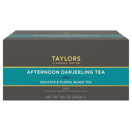 Taylors of Harrogate Afternoon Darjeeling, Black Tea, Individually Wrapped Bags 100 Count, Delicate, Sweet & Floral, Caffeinated, Enjoy Hot or Iced