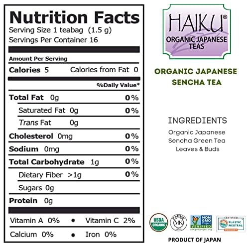 HAIKU Organic Sencha Teabags, 16 CT