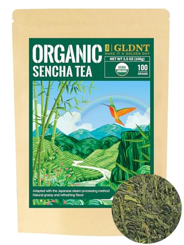 GLDNT Organic Pu-erh Tea, Yunnan Ripe Pu'erh Tea Loose Leaf, Fermented Dark Tea, Bold & Smooth Flavor, Caffeinated, 16oz