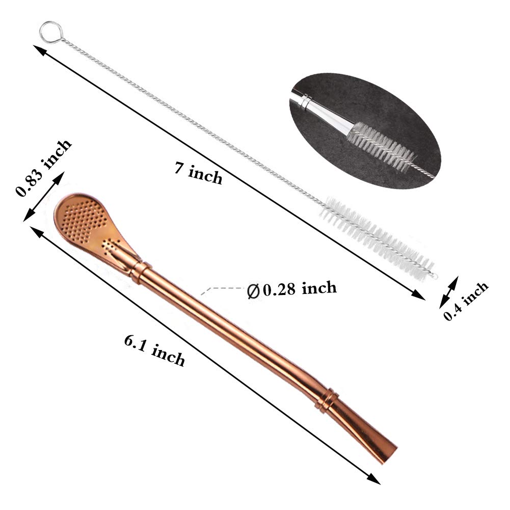 Datconect Yerba Mate Bombilla Stainless Steel Straw Loose Leaf Tea Infuser Dringking Spoons Filter Stirring Straws Pack of 5