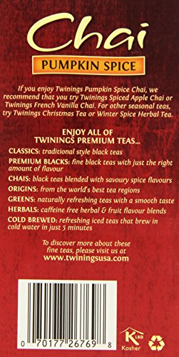 Twinings of London Pumpkin Spice Chai Tea Bags, 20 Count (Pack of 2)