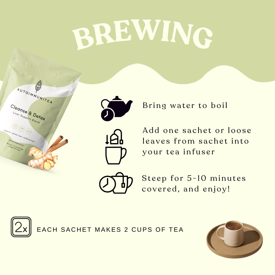 Organic Dandelion Root Tea Loose Leaf Tea Bags – Liver Detox Tea, Liver Cleanse Tea, Dandelion Tea Organic, Liver Tea, Ginger, Rooibos, Turmeric, Caffeine Free AIP Paleo Cleansing Herbal Blend, 15 Count