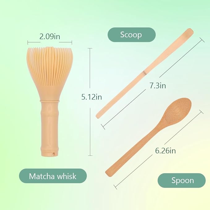 Joyscale Matcha Whisk Set, Matcha Kit - PP Resin Matcha Whisk(Chasen), Bamboo Spoon (Chashaku), Tea Scoop, Japanese Matcha Brush Whisk