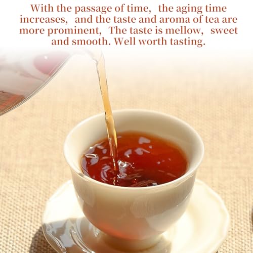 XIXICHA Classic Premium Puerh Tea Cake Ripe Puer Tea Classic Ancient Trees Pu erhTea Cake Aged Fermented Pu-erhTea Chinese Yunnan Puerh （215 cups）普洱茶 典藏普洱茶 普洱熟茶 12.6oz/357g