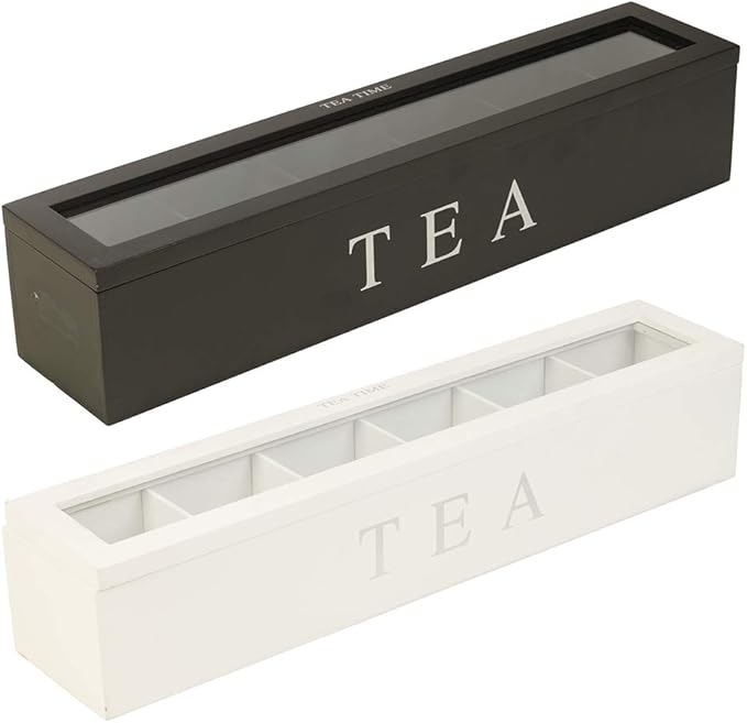 TOPINCN Wooden Tea Storage Box, 5 Slots, High Hardness, Exquisite Design, Retro, Clear Lighting, (White)
