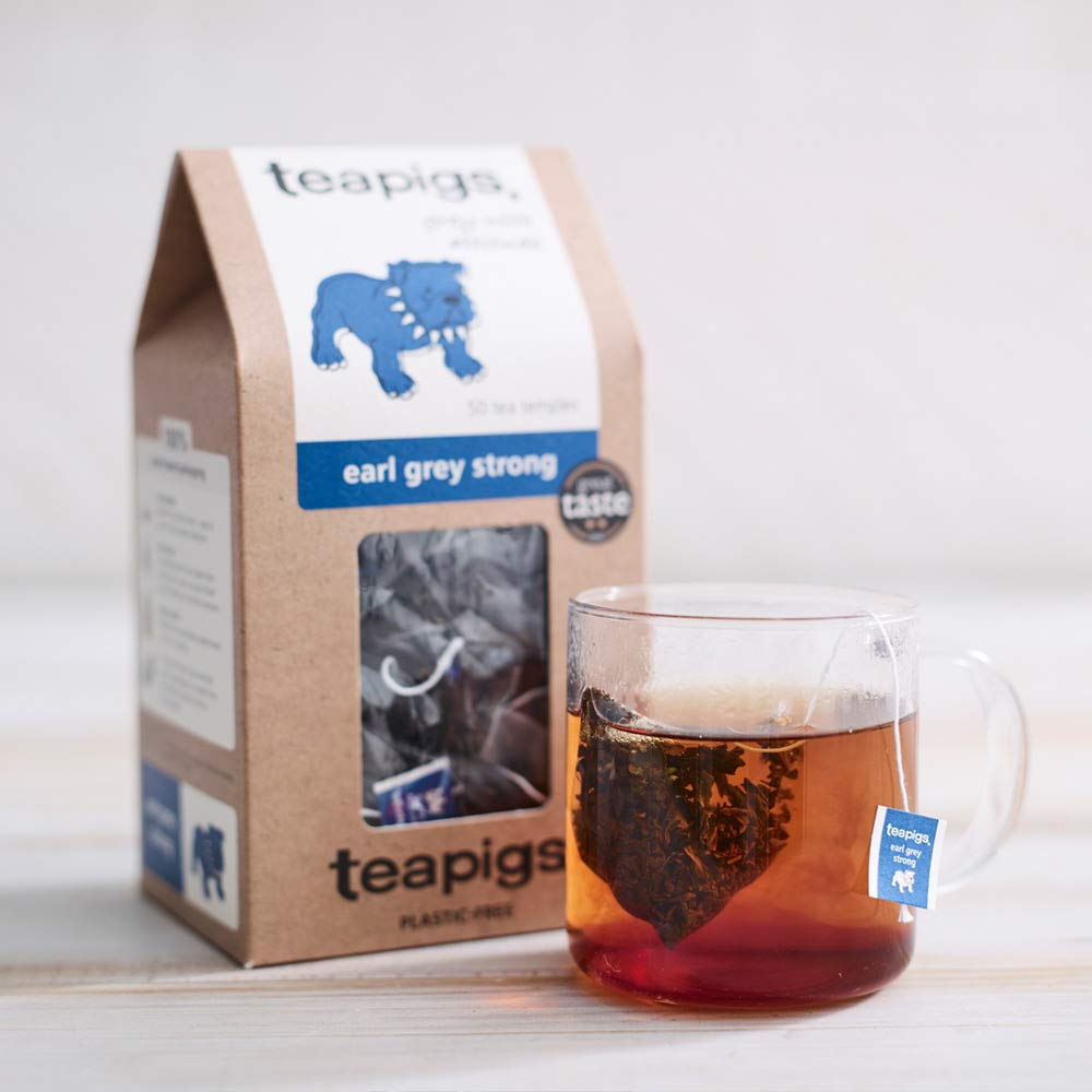 teapigs, Earl Grey Strong Black Tea, Made with Whole Leaves, Whole Leaf Tea Temples, 50 Count, Pack of 50, Bold, Bergamot-Forward Flavor