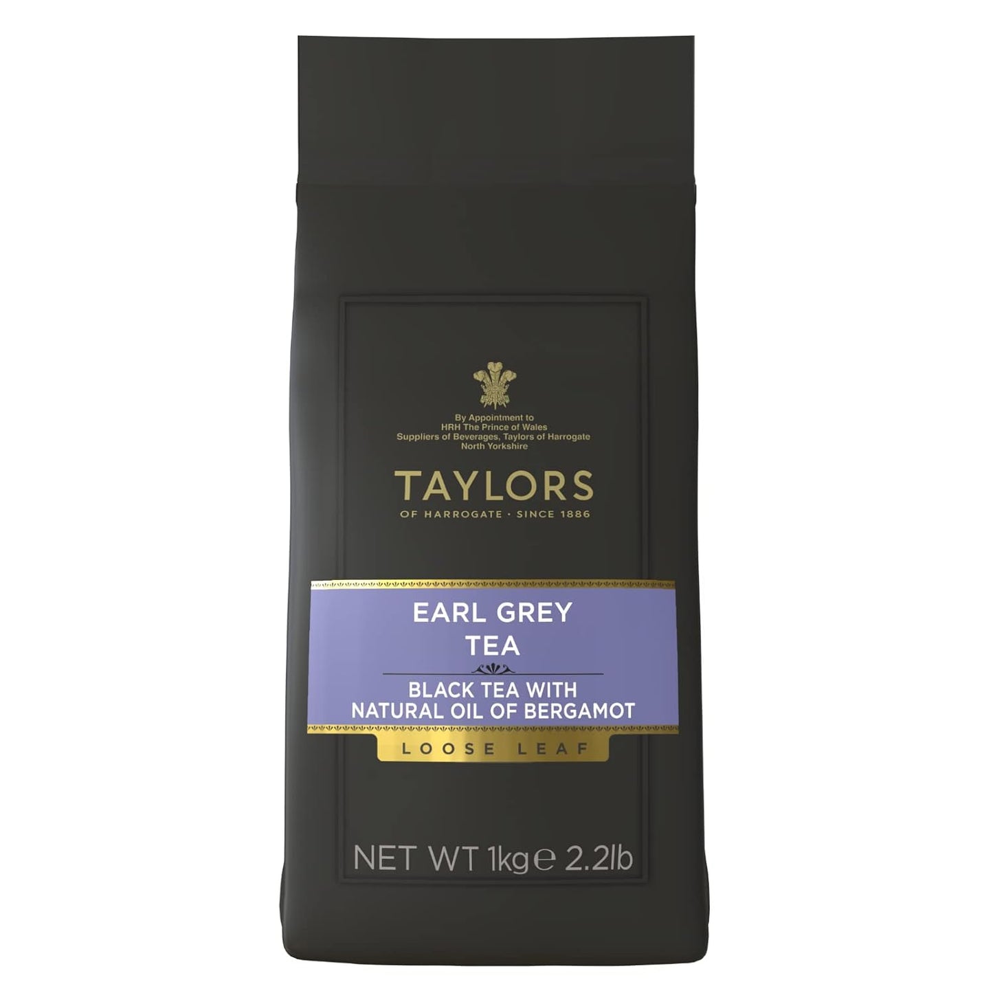 Taylors of Harrogate Earl Grey, Black Tea, Loose Leaf, 1 Kilo Bag|2.2lb, Fragrant, Delicate & Light, Caffeinated, Premium Whole Leaf Tea