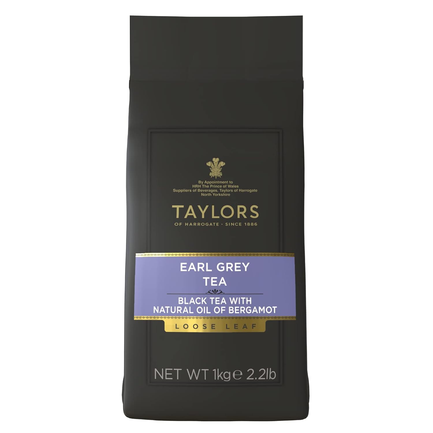 Taylors of Harrogate Earl Grey, Black Tea, Loose Leaf, 1 Kilo Bag|2.2lb, Fragrant, Delicate & Light, Caffeinated, Premium Whole Leaf Tea