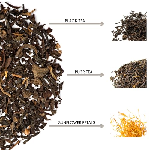 The Tea Spot Bolder Breakfast Tea with Dark Chocolate Flavoring | Blend of Black Tea, Pu’erh Tea, Calendula Flowers, Sunflower Petals, and Chocolate Flavoring | 15 Tea Bags