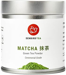 Senbird Premium Ceremonial Matcha - Japanese Powdered Green Tea - From Kyoto, Japan - Tea Powder in Airtight Tin (1.06oz/30g)