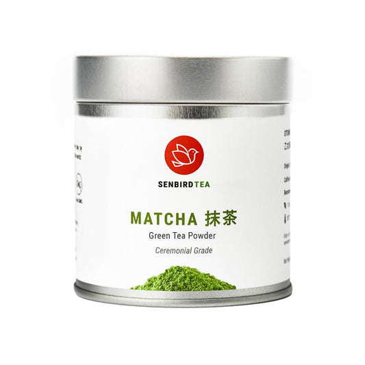 Senbird Premium Ceremonial Matcha - Japanese Powdered Green Tea - From Kyoto, Japan - Tea Powder in Airtight Tin (1.06oz/30g)