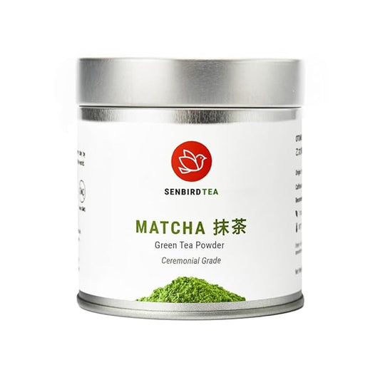 Senbird Premium Ceremonial Matcha - Japanese Powdered Green Tea - From Kyoto, Japan - Ceremonial Tea In Airtight Tea Tin (1oz/30g)
