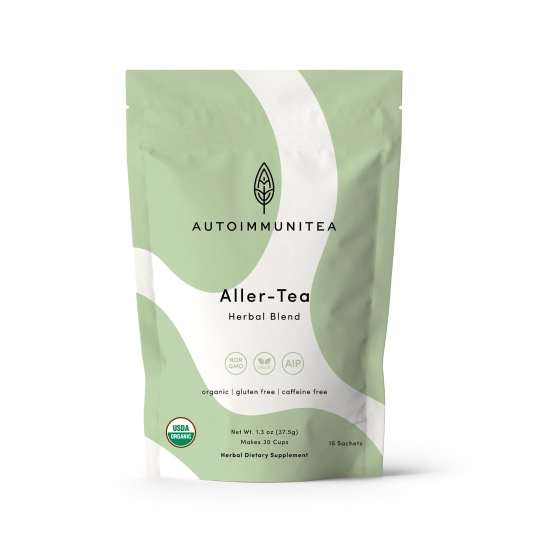 Organic Stinging Nettle Tea Loose Leaf Tea Bags – Soothing Tea for Allergy Relief and Sinus Relief, Lemon Balm, Licorice Root, Caffeine Free, AIP Herbal Seasonal Blend, 15 Count