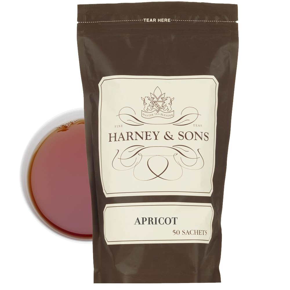 Harney &amp; Sons Apricot Black Tea Sachets, 50 Count | Chinese black tea with apricot flavor. 50 whole leaf sachets. Contains caffeine.