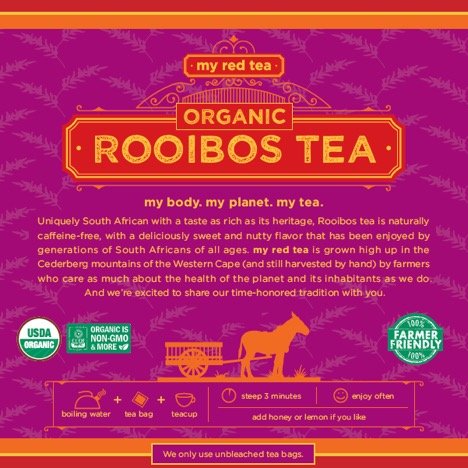 My Red Tea Organic Rooibos Tea Bags - 80 Count - South African Red Bush Tea - USDA Organic, Caffeine Free, Single Origin &amp; Sustainably Farmed - 200g