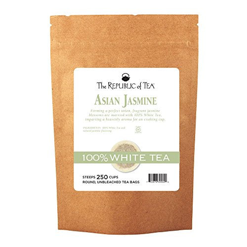 The Republic of Tea – Asian Jasmine 100% White Tea Bags, Steeps 250 Low-Caffeinated Cups
