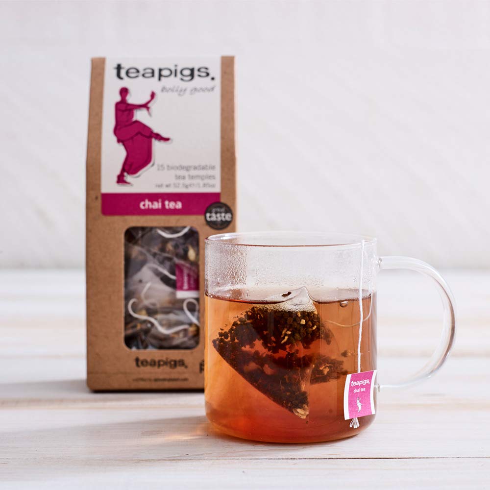 teapigs, Chai Tea, Made with Whole Leaves, Whole Leaf Tea Temples, 50 Count, Pack of 50, Bold, Warmly Spiced Black Tea Blend