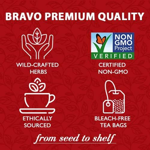 Bravo Tea 6 Mushroom Defense Herbal Tea, Caffeine Free 20 Tea Bags, 1 Count