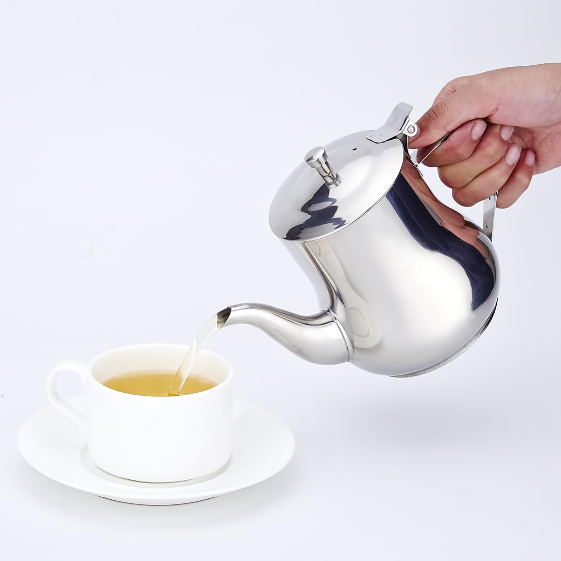 SANQIAHOME Small 570ml (20 oz) Stainless Steel Teapot, Mirror Polish