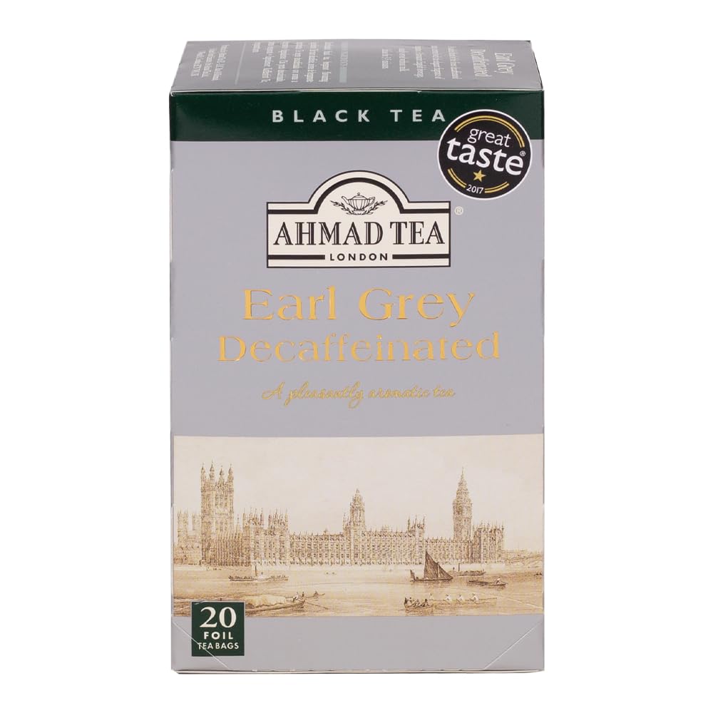Ahmad Tea Decaffeinated Earl Grey Tea, 20-Count Boxes, 8.4 ounce (Pack of 6)