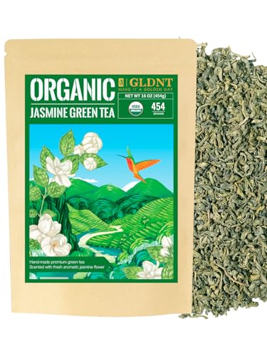 GLDNT Organic Pu-erh Tea, Yunnan Ripe Pu'erh Tea Loose Leaf, Fermented Dark Tea, Bold & Smooth Flavor, Caffeinated, 16oz