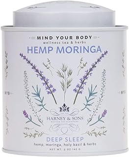 Harney & Sons Hemp Moringa Tea Blend, Wellness, Deep Sleep Blend, 5 oz tin