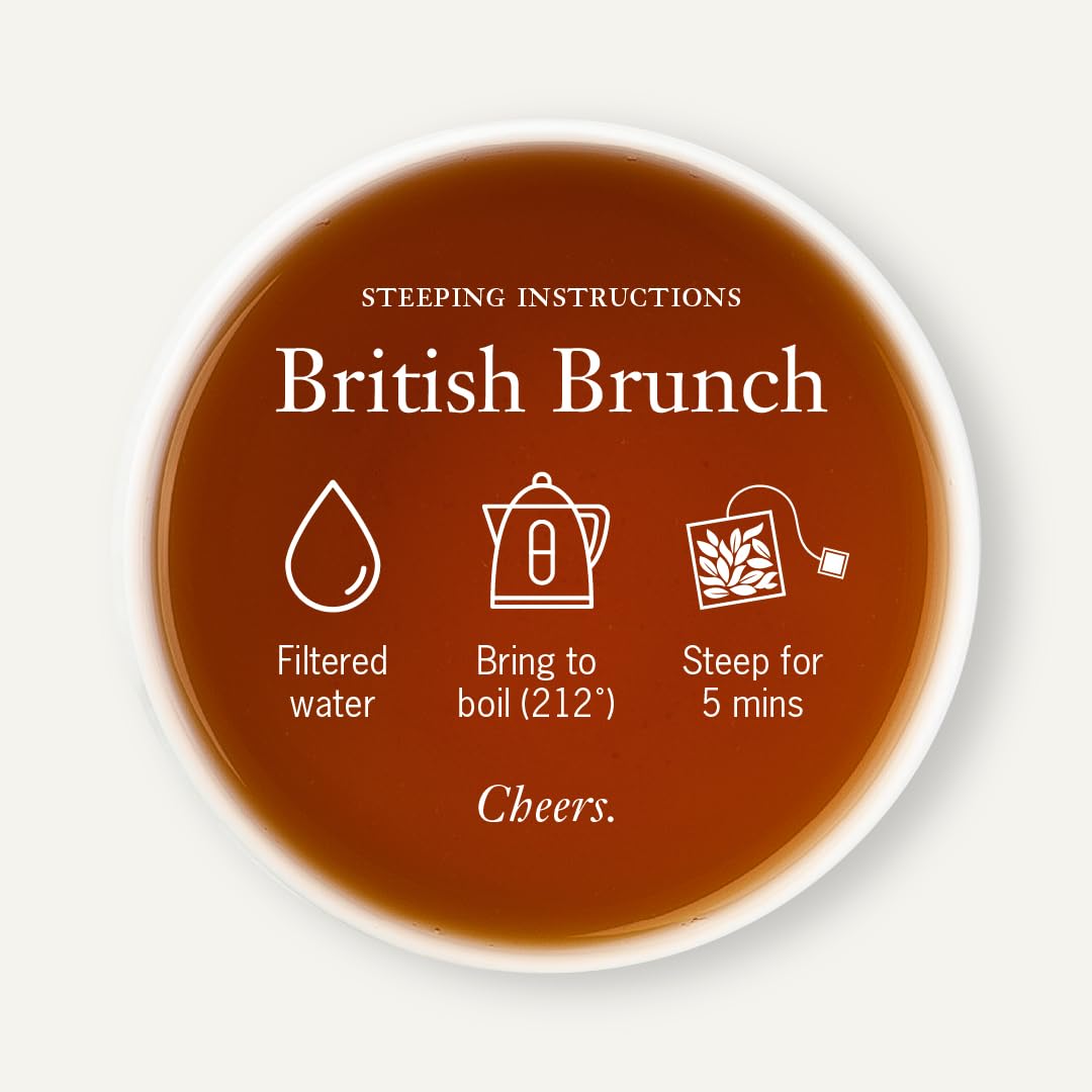 Steven Smith Teamaker British Brunch No. 18, Caffeinated, Sugar-Free, Full Leaf, English Breakfast Black Tea Bags 15 Sachets, 1.48oz each