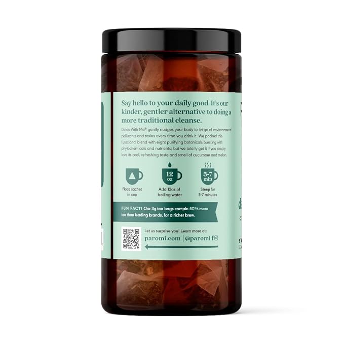 Paromi Detox With Me Rooibos Organic Tea Organic Herbal Tea, Signature Jar, 15 Count (Pack of 6)