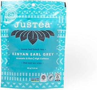 JusTea KENYAN EARL GREY | Loose Leaf Black Tea | Recyclable Refill Pouch | 40+ Cups (3.2oz) | High Caffeine | Award-Winning | Fair Trade | Non-GMO