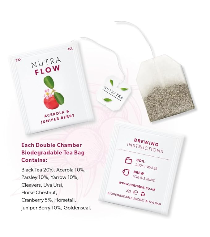 Nutraflow Herbal Tea Blend – Includes Horsetail, Yarrow & Goldenseal - Support the Body's Natural Cleansing Process - 120 Enveloped Tea Bags