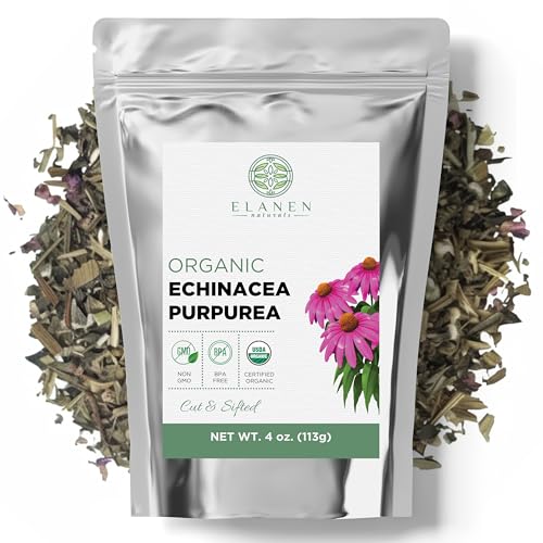 Organic Echinacea Purpurea 4 oz. (113g), USDA Certified Dried Echinacea Tea, Premium Quality Herb, Purple Coneflower, Cut & Sifted